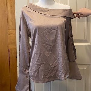 Madisonne Asymmetrical Drop Shoulder Blouse- NWT